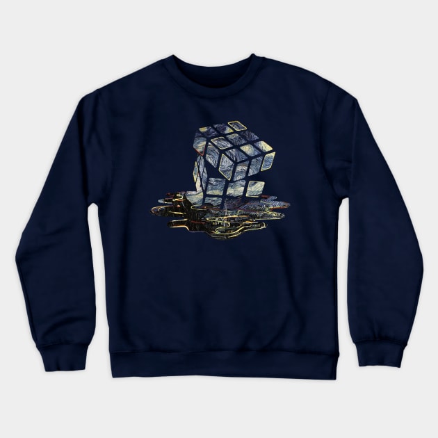 melting rubik's cube Crewneck Sweatshirt by Lamink